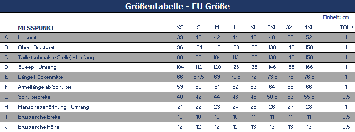Größentabelle T-Shirt
