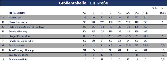 Größentabelle T-Shirt