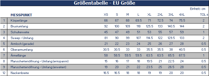 Größentabelle T-Shirt